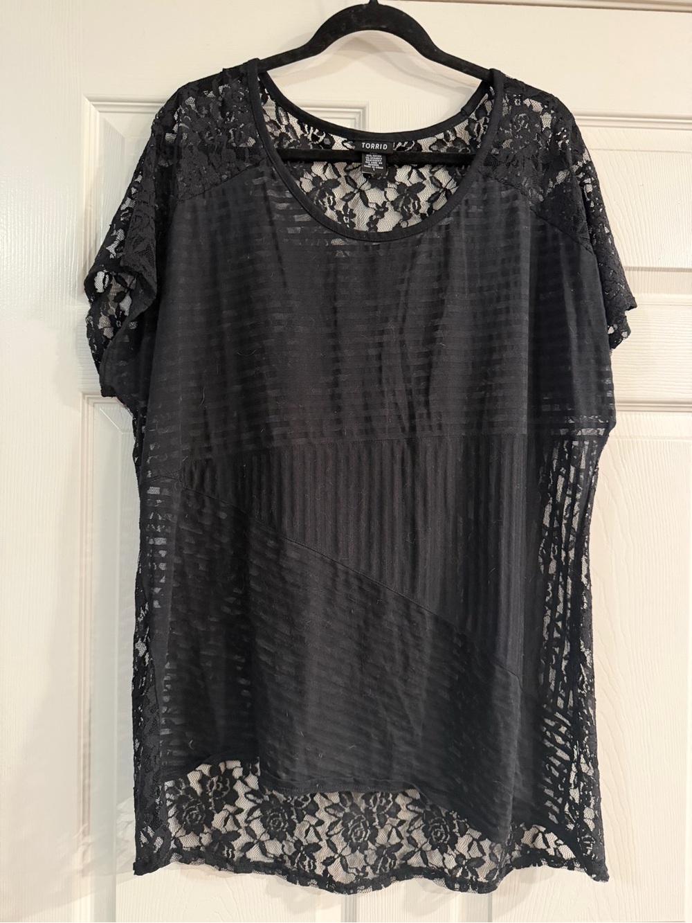 Torrid Black Lace Overlay Scoop Neck Top